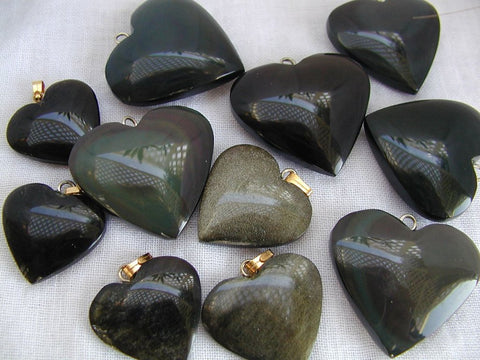 Rainbow Obsidian Heart Pendants